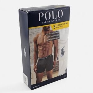 NWT Polo Ralph Lauren Men's Classic Fit Cotton Boxer Briefs 3 Pack White L